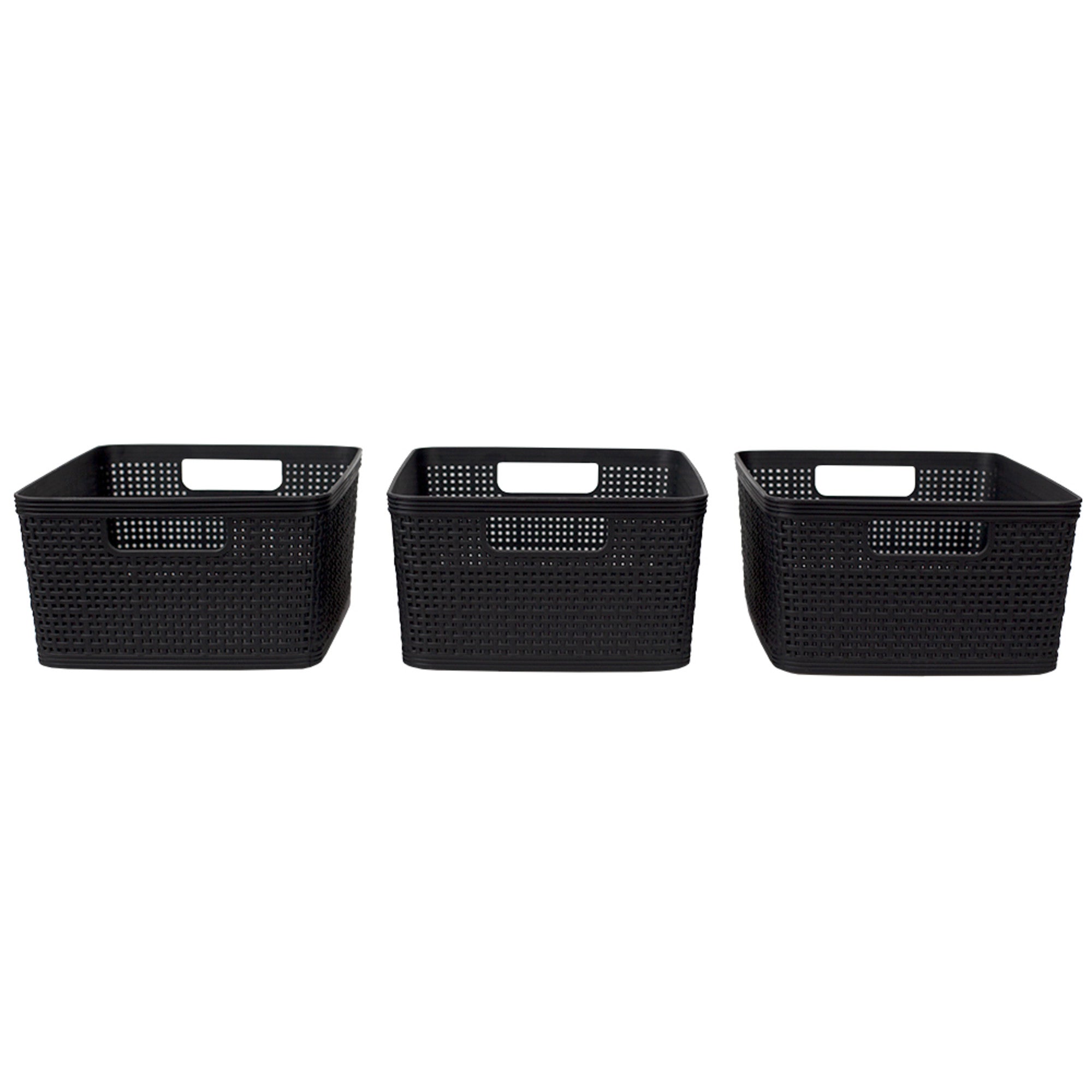 Home Basics Trellis 10" x 7.25" x 4.25" Multi-Purpose Stackable Plastic Storage Basket, (Pack of 3) - Assorted Colors