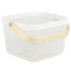 Home Basics Mesh Wire Basket with Wood Handle, Ivory $8.00 EACH, CASE PACK OF 12