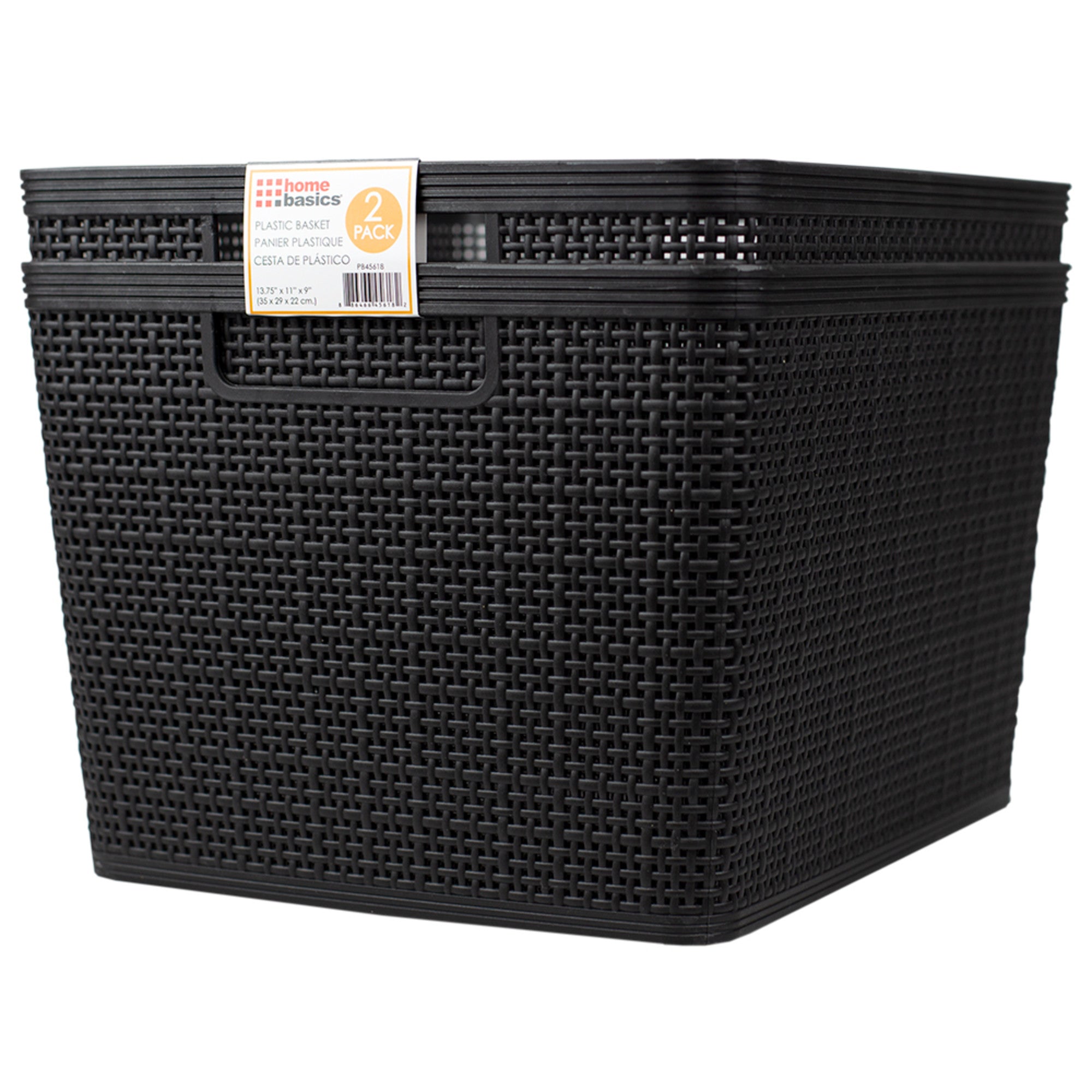 Home Basics Trellis 13.25" x 11.25" x 8.75" Multi-Purpose Stackable Plastic Storage Basket, (Pack of 2) - Assorted Colors