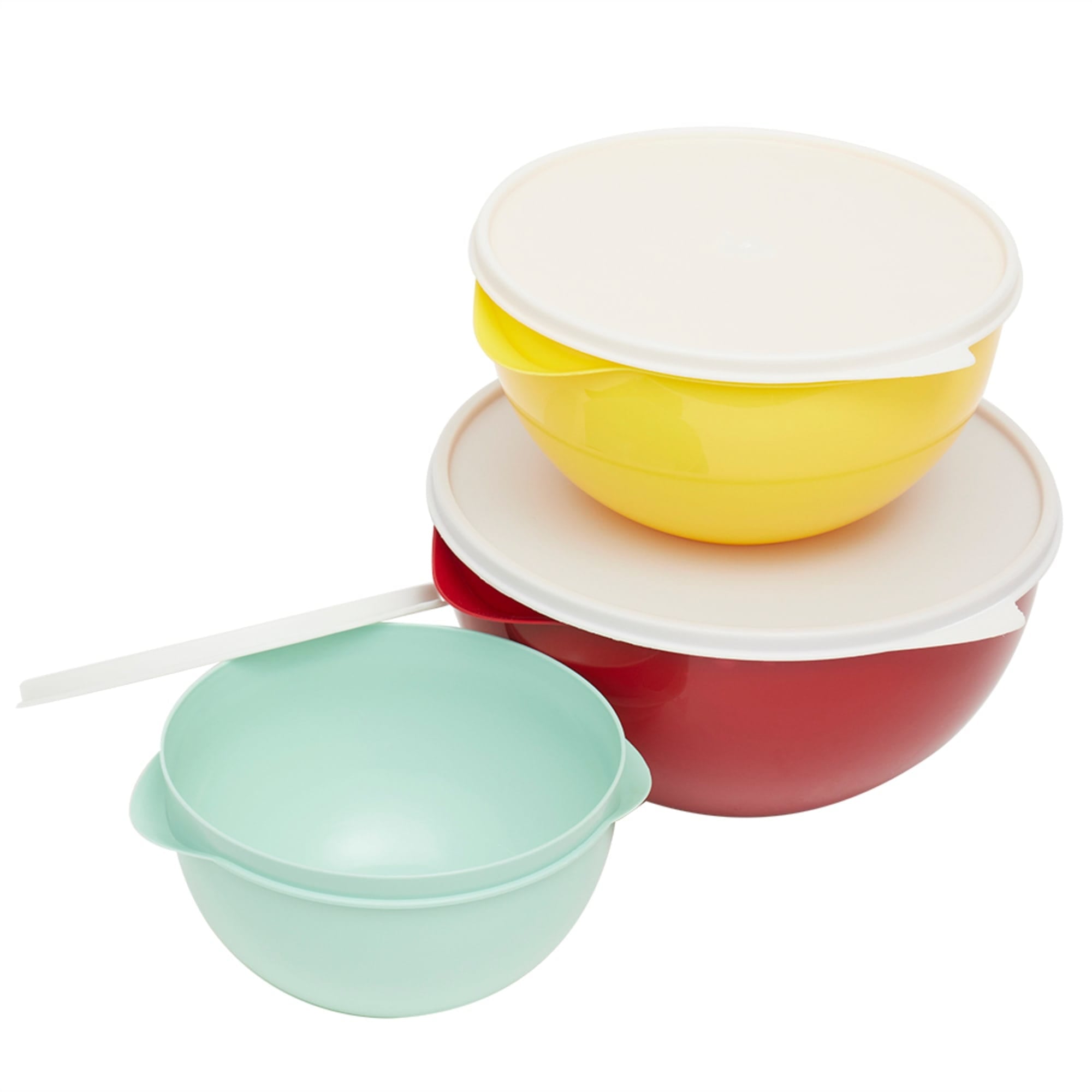 Home Basics Plastic 3 Piece Nesting Mixing Bowl Set with Lids, Multi $6.00 EACH, CASE PACK OF 6