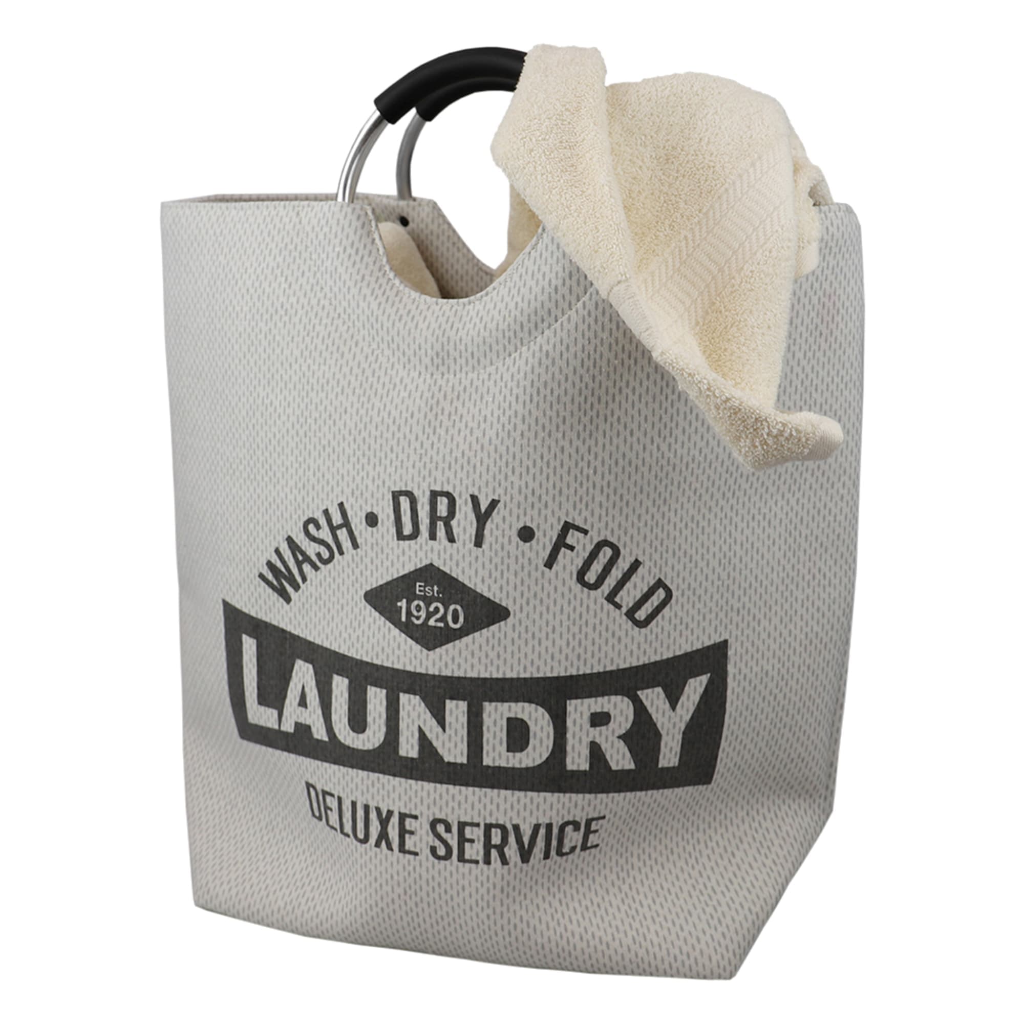 Home Basics Deluxe Service Wash Dry Fold Canvas Laundry Tote with Soft Grip Padded Aluminum Handles, Grey $12 EACH, CASE PACK OF 6