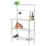 Load image into Gallery viewer, Home Basics 4 Tier Microwave Stand with Wood Tabletop, Chrome $65.00 EACH, CASE PACK OF 1
