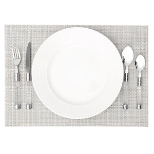 Home Basics 20 Piece Stainless Steel Flatware Set with Plastic Handles and Metal Caddy, Clear $10.00 EACH, CASE PACK OF 12