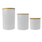 Load image into Gallery viewer, Home Basics Honeycomb 3 Piece Ceramic Canister Set, White $20.00 EACH, CASE PACK OF 3
