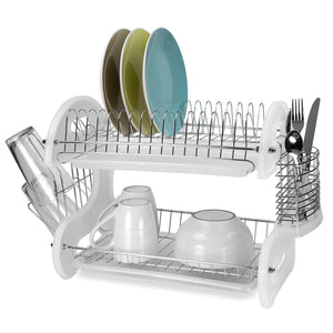 Home Basics 2 Tier Plastic Dish Drainer, White $20.00 EACH, CASE PACK OF 6