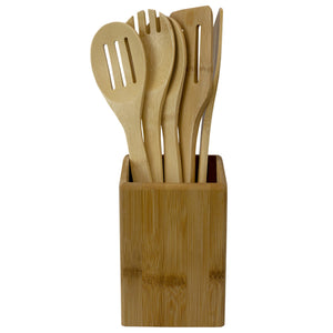 Home Basics 5 Piece Bamboo Utensils with Holder, Natural $8.00 EACH, CASE PACK OF 12
