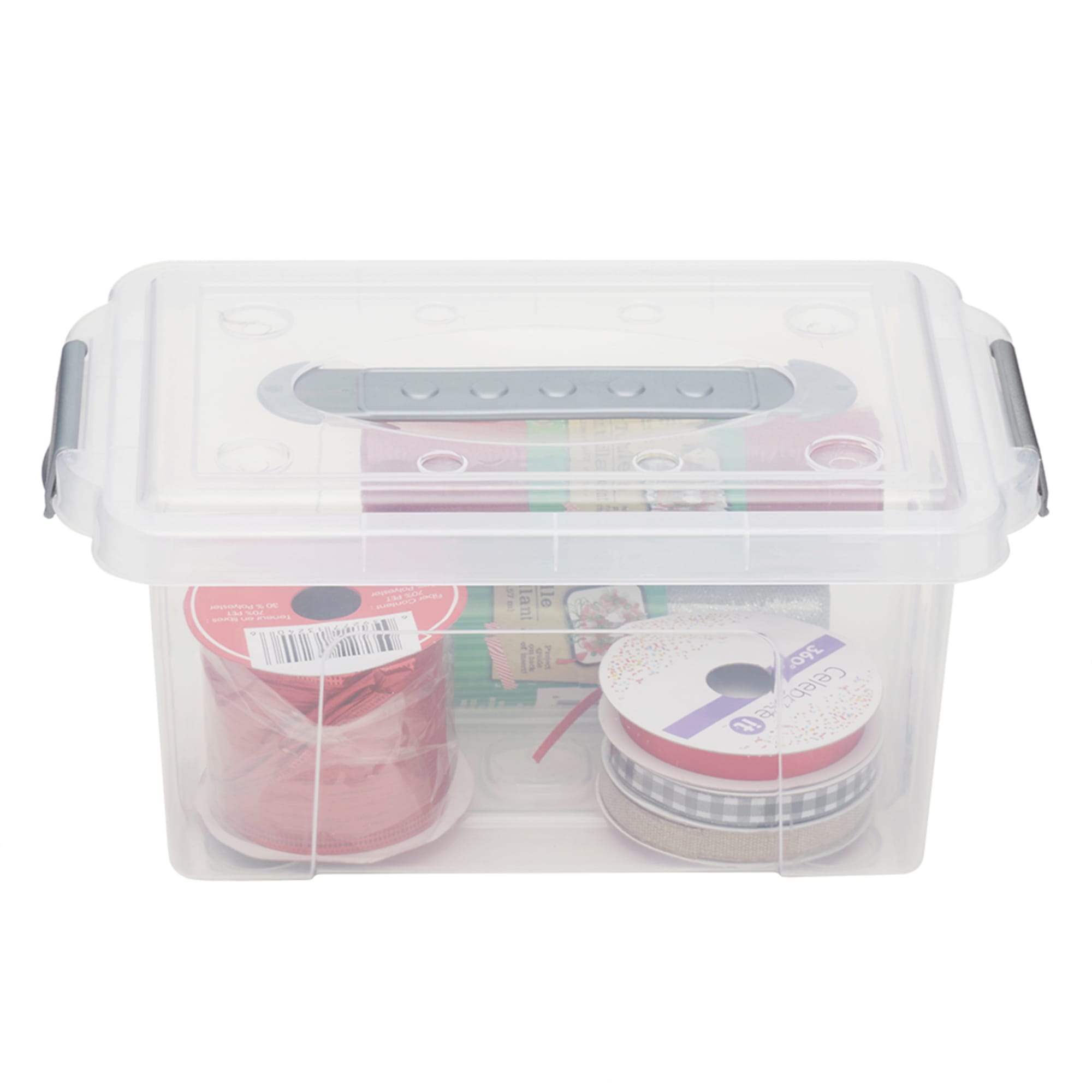 Home Basics 4.25 Liter Storage Box With Handle, Clear $3 EACH, CASE PACK OF 6