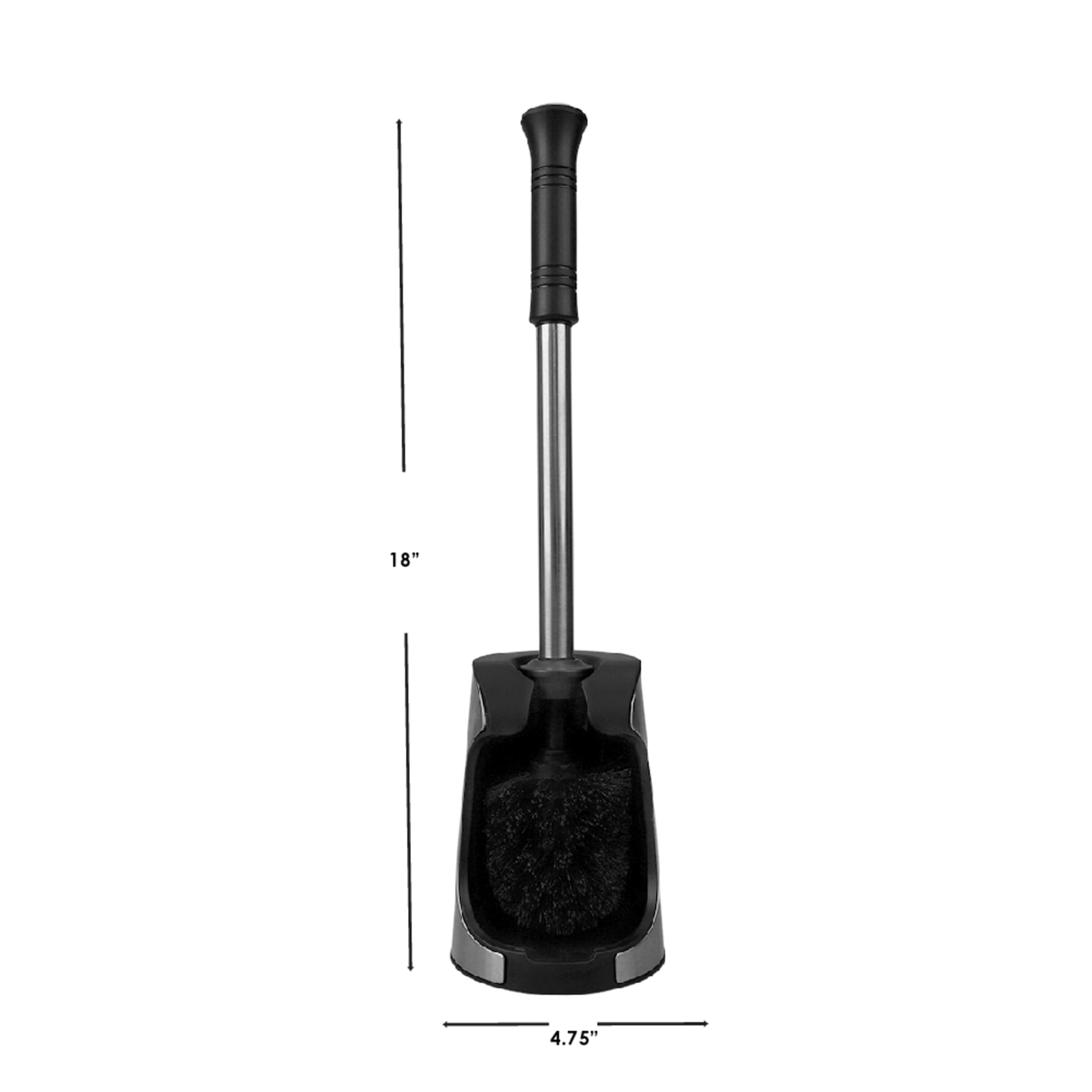 Home Basics Brushed Stainless Toilet Brush with Holder and Comfort Grip Handle with Easy to Store Compact Non-Skid Caddy, Black $10.00 EACH, CASE PACK OF 12