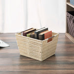 Load image into Gallery viewer, Home Basics Medium Intricate Decorative Weave Plastic Basket, Ivory $6 EACH, CASE PACK OF 6
