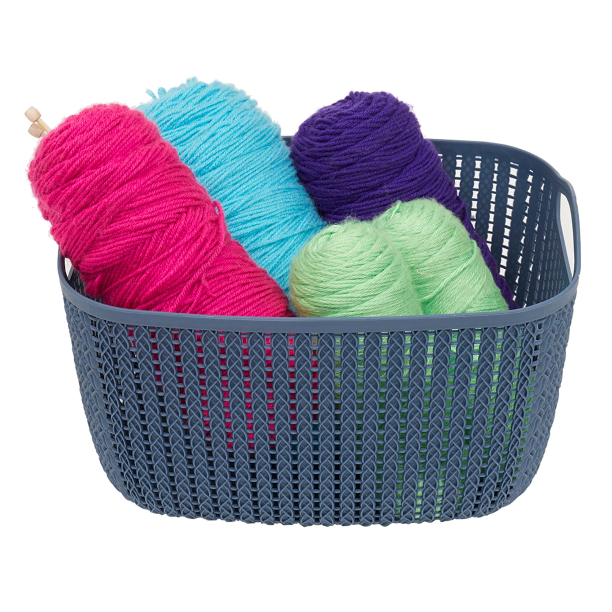 Home Basics 9L Crochet-Designed Plastic Basket, Blue $5.00 EACH, CASE PACK OF 12