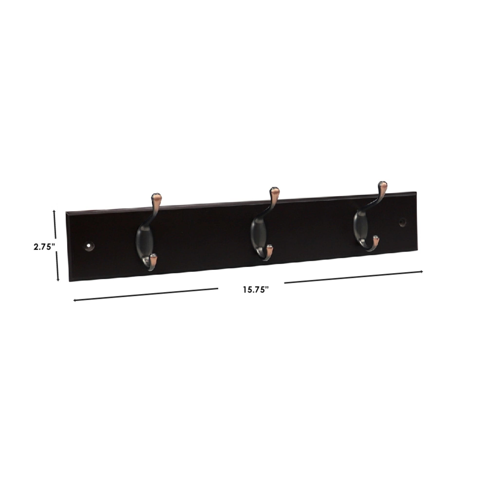 Home Basics 3 Double Hook Wall Mounted Hanging Rack, Brown