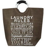 Load image into Gallery viewer, Home Basics Laundry Rules Canvas Hamper Tote with Soft Grip Handles, Brown $12.00 EACH, CASE PACK OF 6
