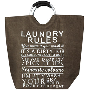 Home Basics Laundry Rules Canvas Hamper Tote with Soft Grip Handles, Brown $12.00 EACH, CASE PACK OF 6