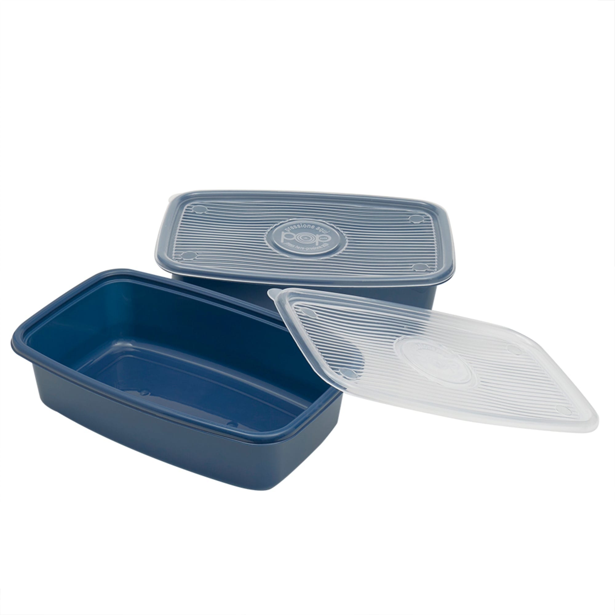 Home Basics 4 Piece Rectangular Plastic Meal Prep Set, (91.3 oz), Blue $6.00 EACH, CASE PACK OF 9