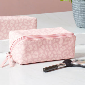 Home Basics Leopard Zippered Cosmetic Accessory Case, Pink $5.00 EACH, CASE PACK OF 12