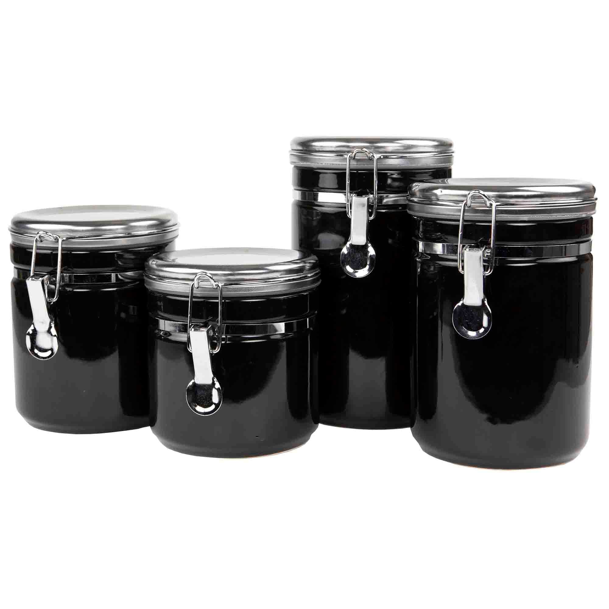 Home Basics 4 Piece  Canister Set with Stainless Steel Tops $20.00 EACH, CASE PACK OF 2