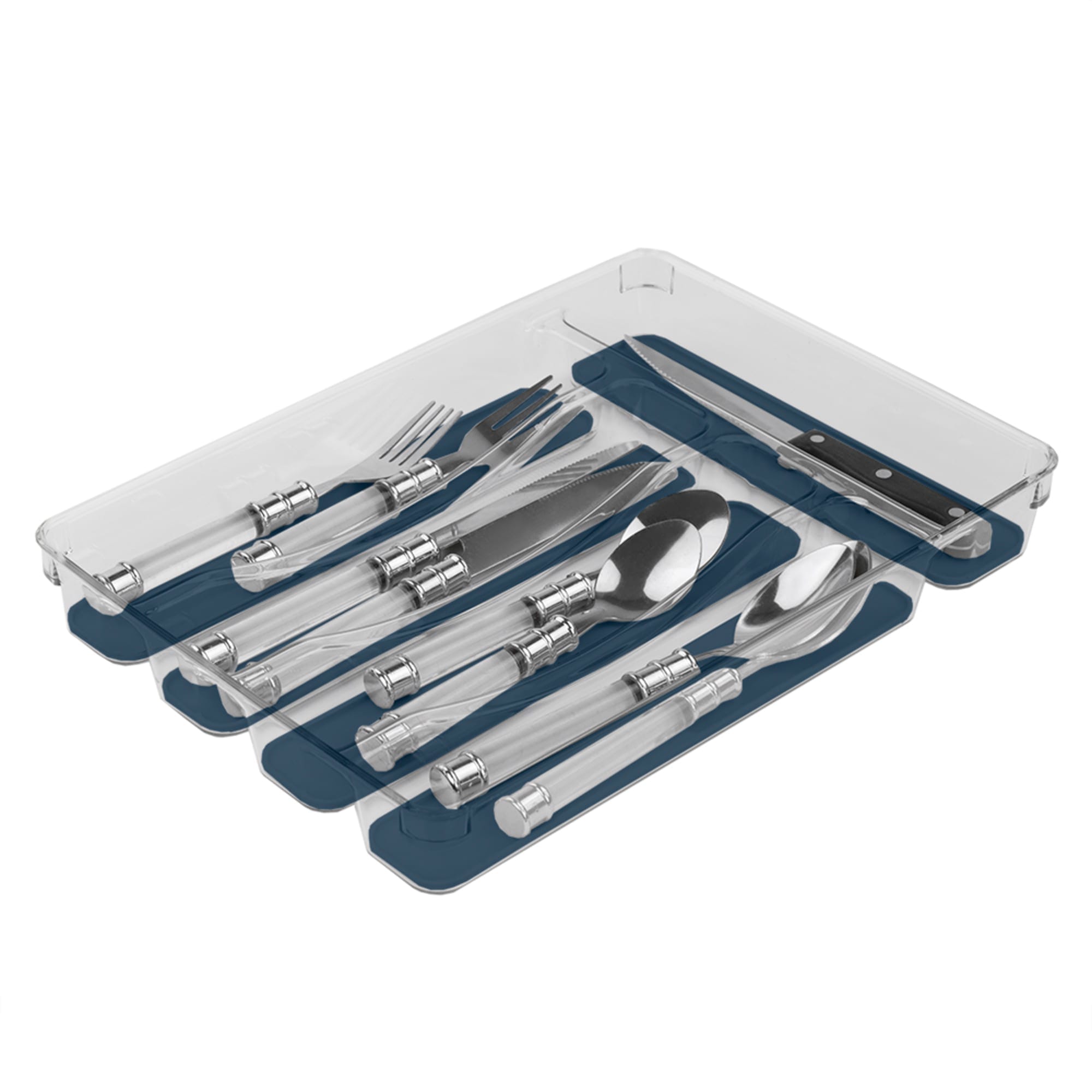 Michael Graves Design Medium 5 Compartment Rubber Lined Plastic Cutlery Tray, Indigo $6.00 EACH, CASE PACK OF 12