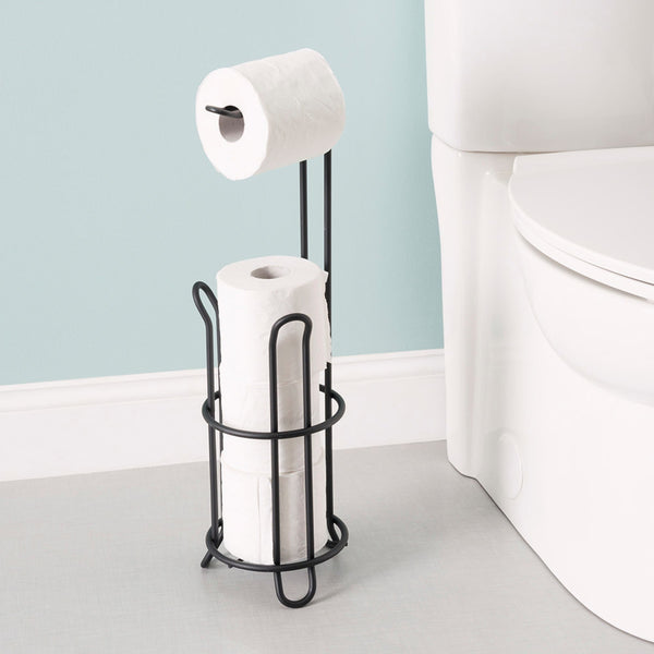 Black Metal Bathroom Paper Stand Toilet Paper Roll Holder Tissue