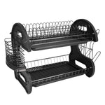 Load image into Gallery viewer, Home Basics 2 Tier Plastic Dish Drainer, Black $25.00 EACH, CASE PACK OF 6
