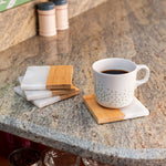 Load image into Gallery viewer, Home Basics Bamboo and Absorbent Decorative Beverage  Square  Marble Coasters, (Set of 4) $5.00 EACH, CASE PACK OF 16
