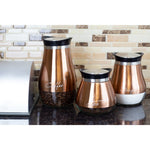 Load image into Gallery viewer, Home Basics 3-Piece Printed Canisters with See-Through Glass Base, Copper $20.00 EACH, CASE PACK OF 4
