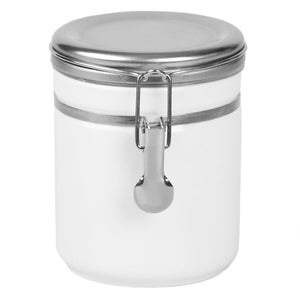 Home Basics 33 oz. Canister with Stainless Steel Top, White $6.00 EACH, CASE PACK OF 8