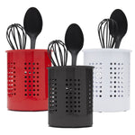 Load image into Gallery viewer, Home Basics Perforated Enamel Stainless Steel Utensil Holder - Assorted Colors
