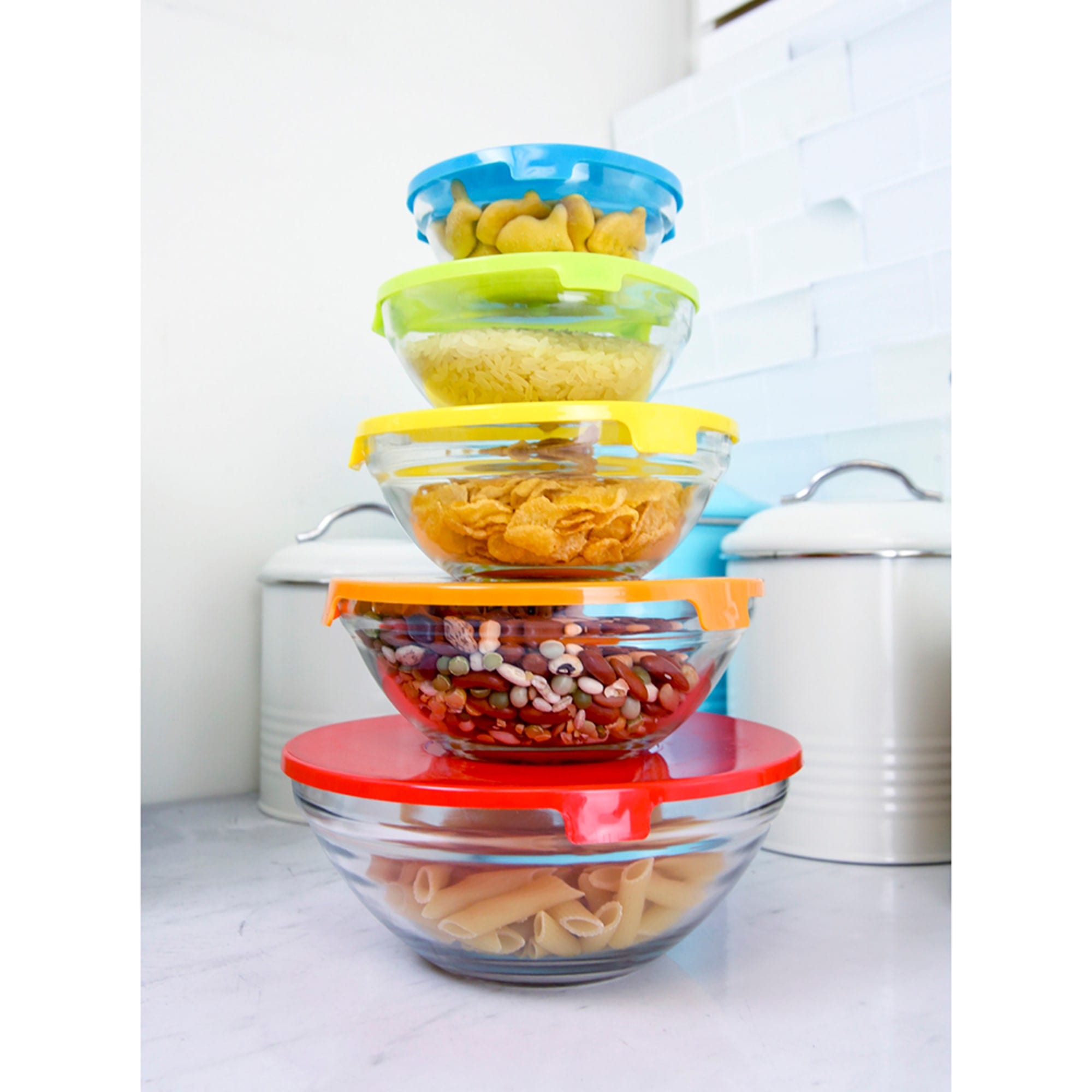 Set of 5 - Colorful Mixing Bowls - Plastic Mixing Bowl Set for