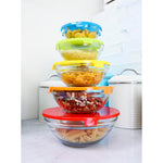 Load image into Gallery viewer, Home Basics 5 Piece Glass Bowl Set with Plastic Colorful Lids $5 EACH, CASE PACK OF 12
