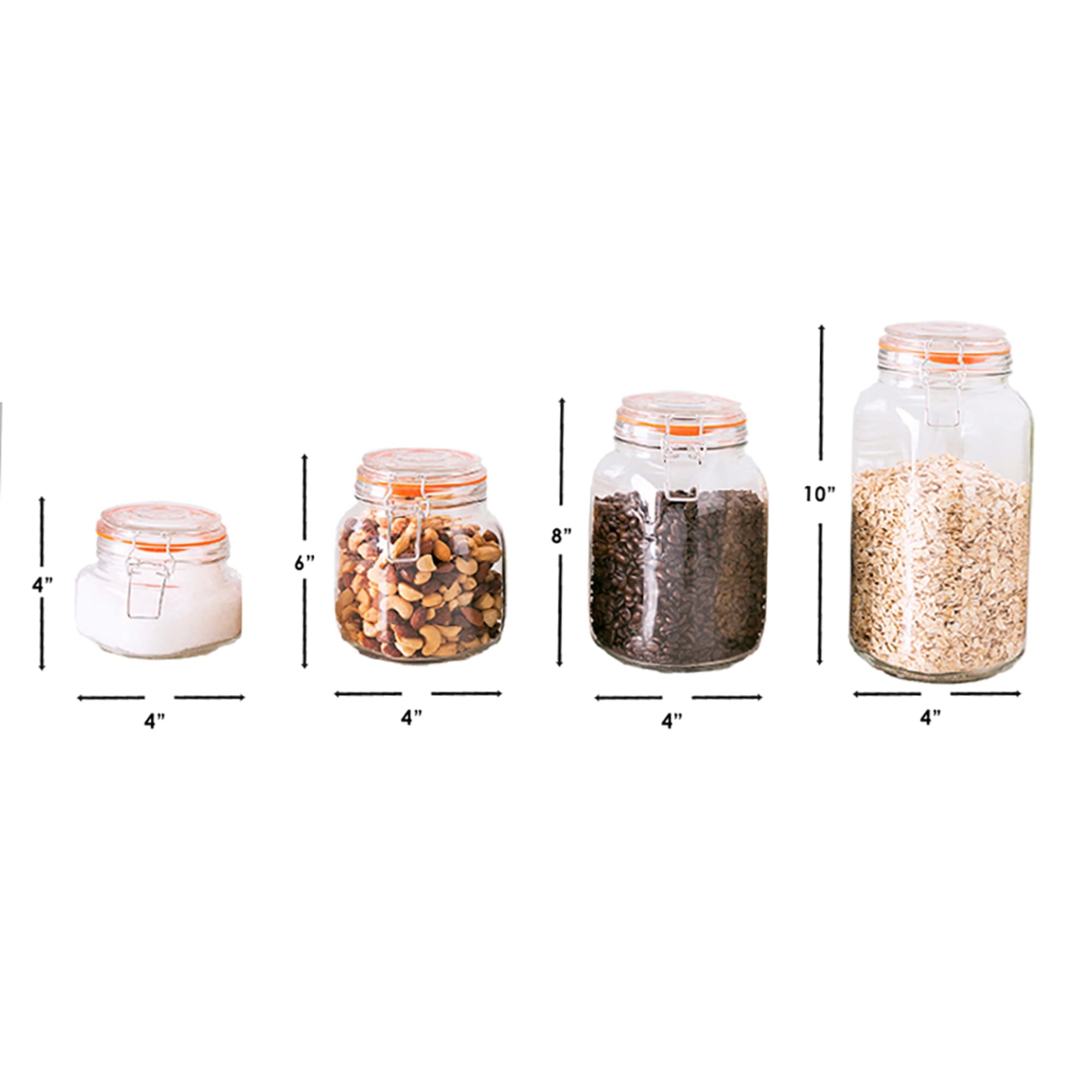 Home Basics 4 Piece Glass Canister Set, Clear $15.00 EACH, CASE PACK OF 6