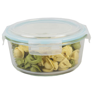 Home Basics 59 oz. Round Borosilicate Glass Food Storage Container with  Leak-Proof and Air-Tight Plastic Locking Lid $7.00 EACH, CASE PACK OF 12