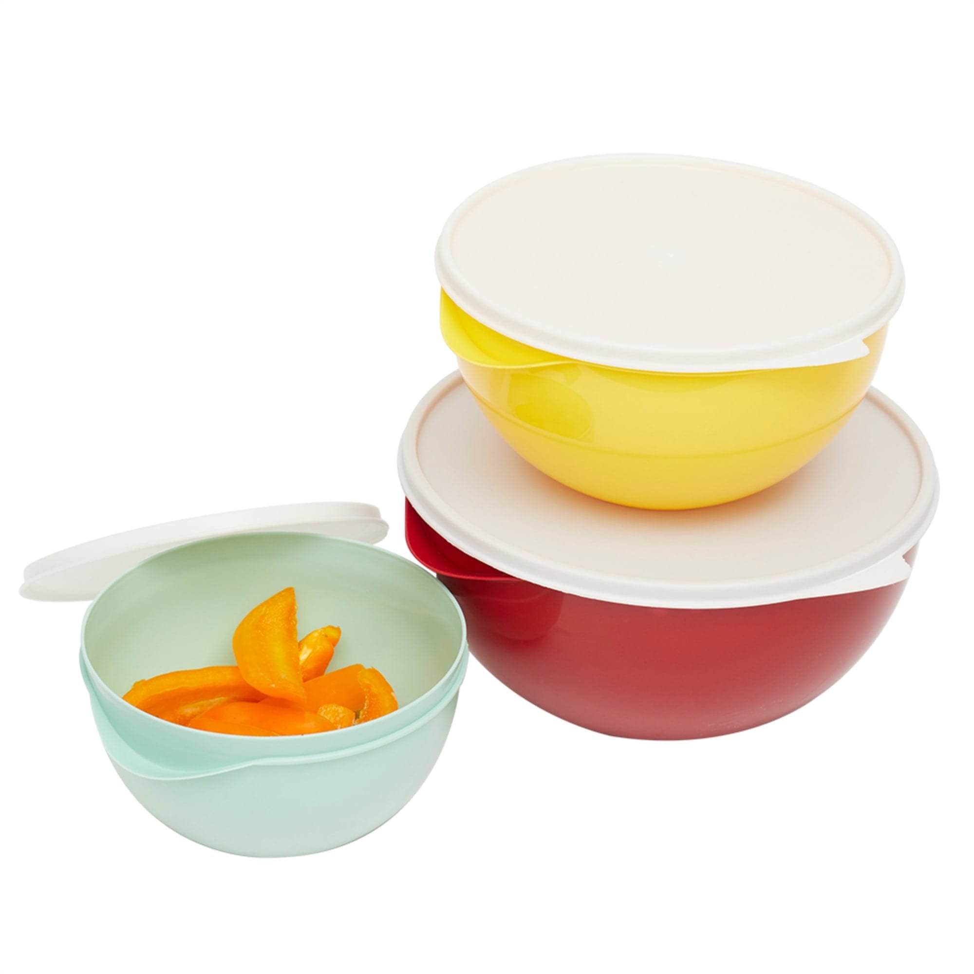 Home Basics Plastic 3 Piece Nesting Mixing Bowl Set with Lids, Multi $6.00 EACH, CASE PACK OF 6