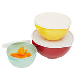 Load image into Gallery viewer, Home Basics Plastic 3 Piece Nesting Mixing Bowl Set with Lids, Multi $6.00 EACH, CASE PACK OF 6
