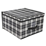 Load image into Gallery viewer, Home Basics Plaid Non-Woven Jumbo Storage Box with Label Window, Black $6.00 EACH, CASE PACK OF 12
