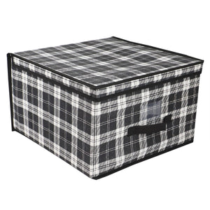 Home Basics Plaid Non-Woven Jumbo Storage Box with Label Window, Black $6.00 EACH, CASE PACK OF 12