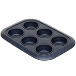Load image into Gallery viewer, Michael Graves Design Textured Non-Stick 6 Cup Carbon Steel Muffin Pan, Indigo $5.00 EACH, CASE PACK OF 12

