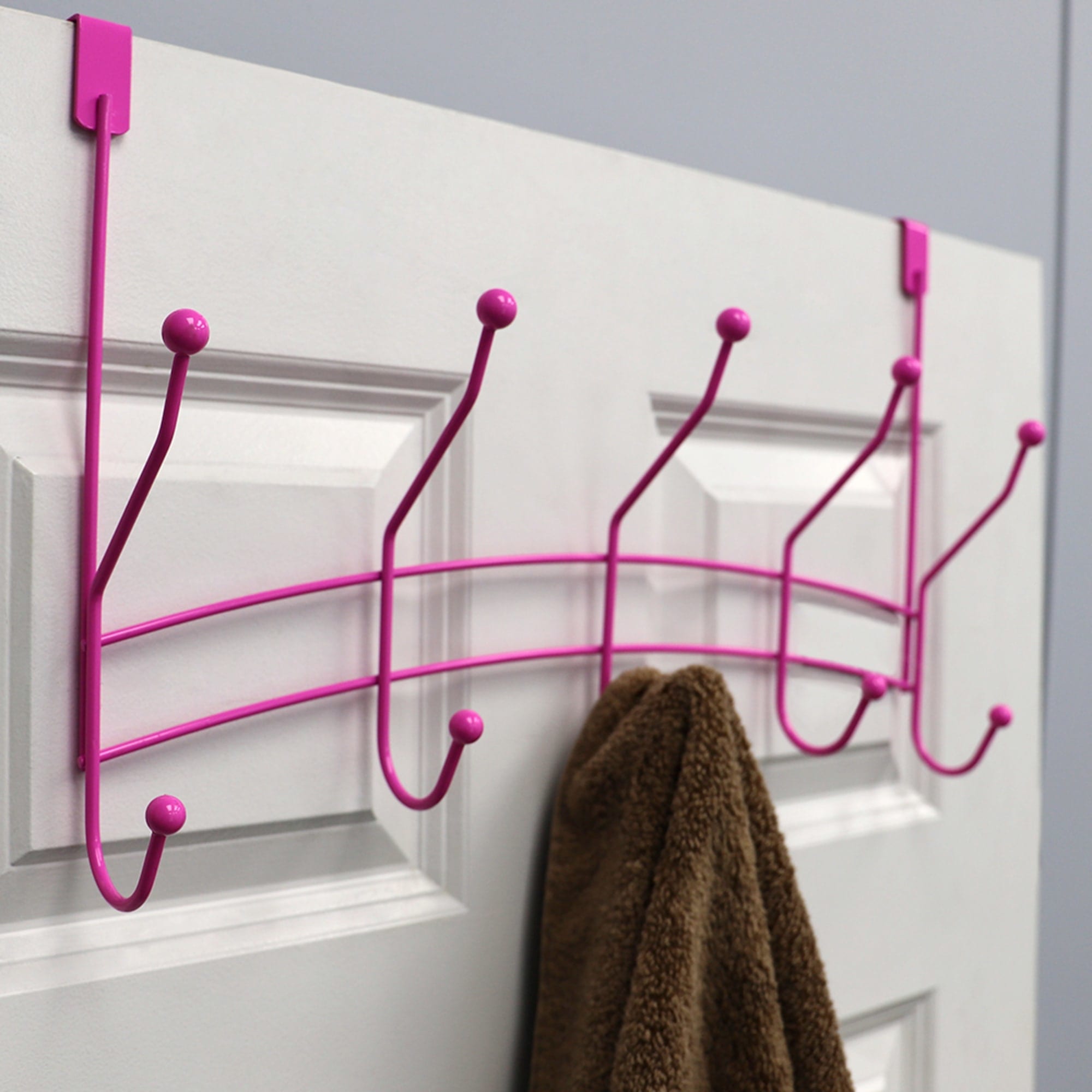 Home Basics Shelby 5 Double Tiered Hook Over the Door Hanging Rack, Pink $6.00 EACH, CASE PACK OF 12