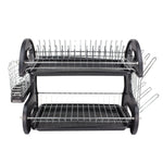 Load image into Gallery viewer, Home Basics 2 Tier Plastic Dish Drainer, Black $20.00 EACH, CASE PACK OF 6
