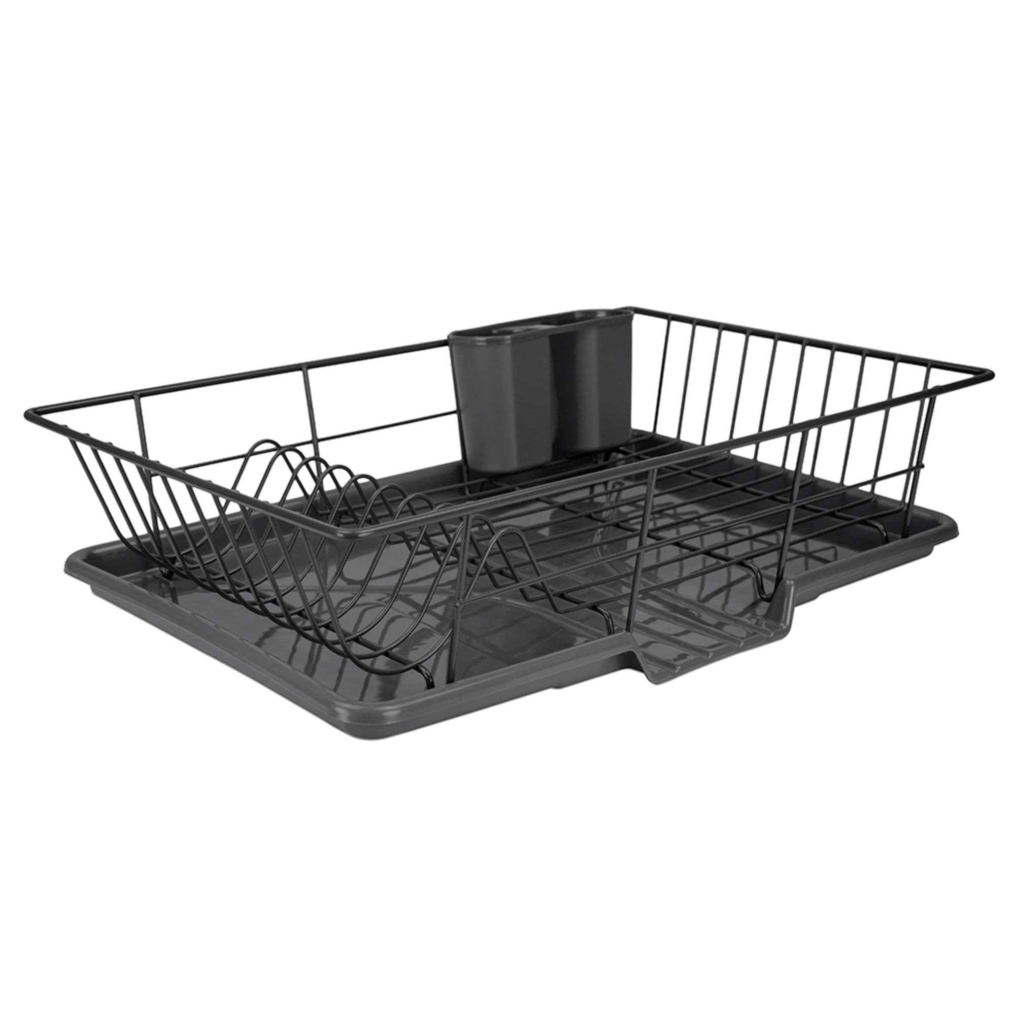 Home Basics 3 Piece  Vinyl Dish Drainer with Self-Draining Drip Tray, Black
 $10.00 EACH, CASE PACK OF 6