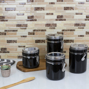 Home Basics 4 Piece  Canister Set with Stainless Steel Tops $20.00 EACH, CASE PACK OF 2