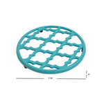 Load image into Gallery viewer, Home Basics Lattice Collection Round Heavy Weight Multi-Purpose Decorative Cast Iron Trivet with Soft Non-Skid Rubber Peg Feet, Turquoise $5.00 EACH, CASE PACK OF 6
