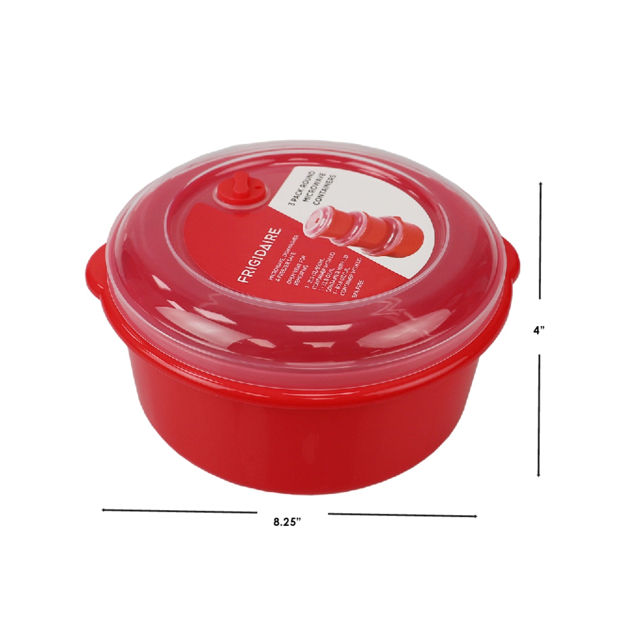 Home Basics 16 oz. Round Glass Food Storage Container with Red Lid