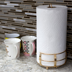 Home Basics Lyon Free-Standing Paper Towel Holder, Rose Gold, KITCHEN  ORGANIZATION