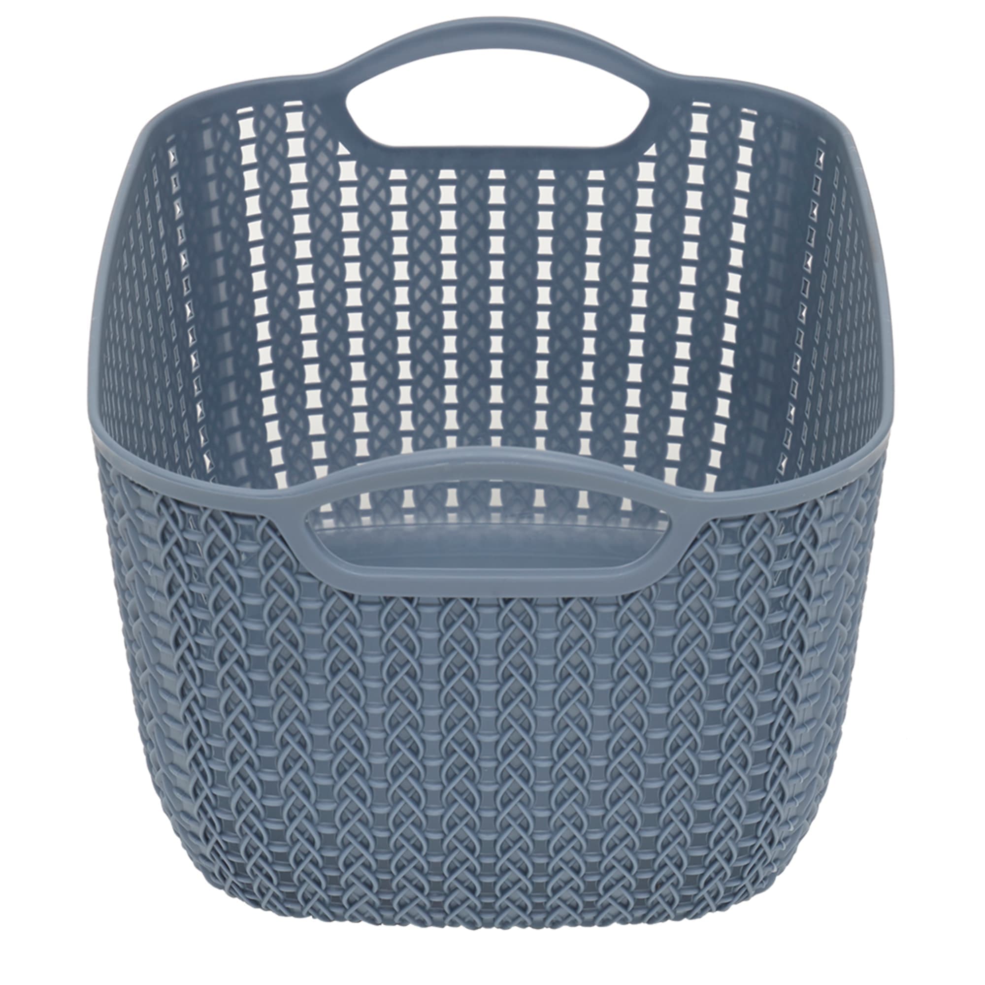 Home Basics 6L Crochet-Designed Plastic Basket, Blue $3.00 EACH, CASE PACK OF 24