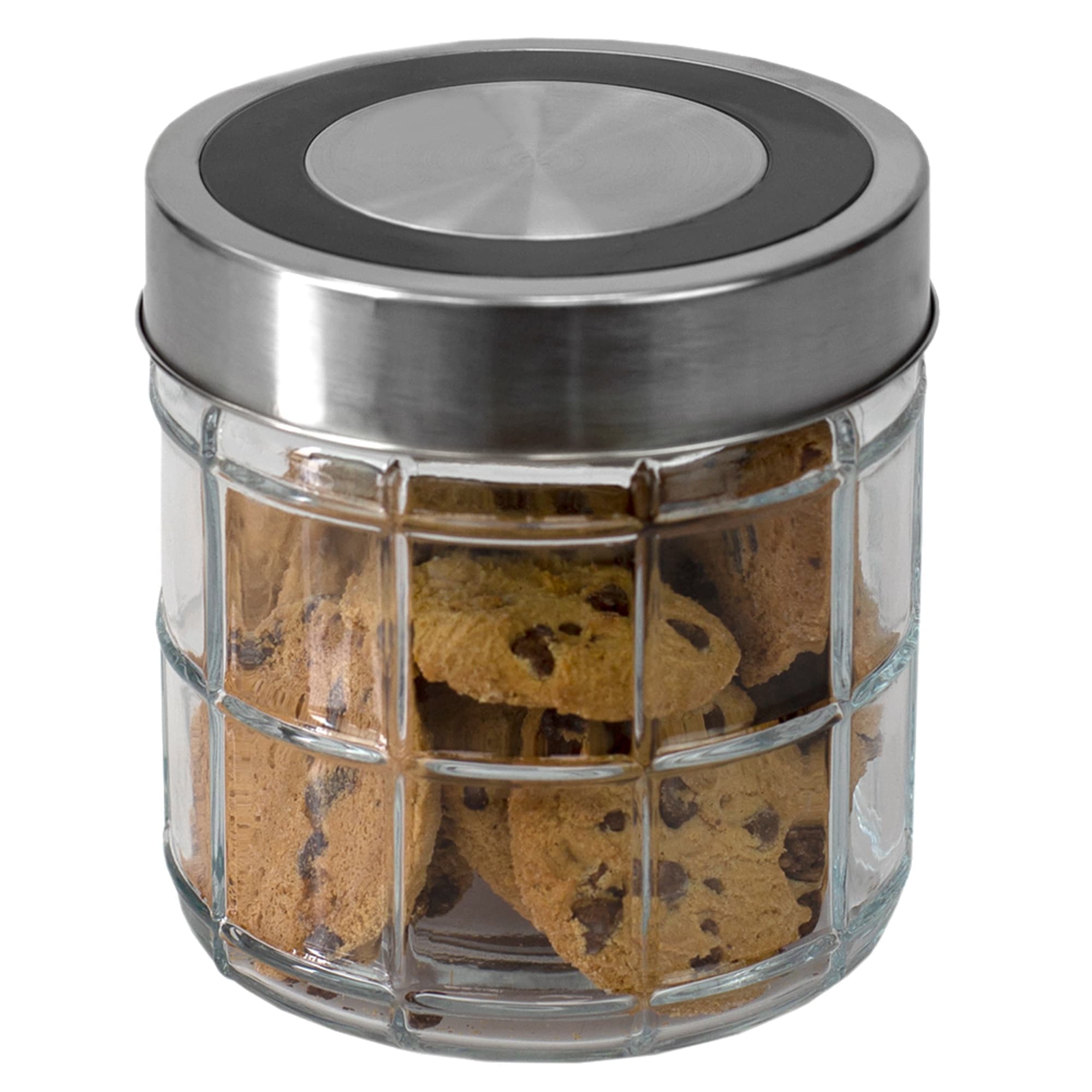Home Basics Glass Cookie Jar with Metal Lid