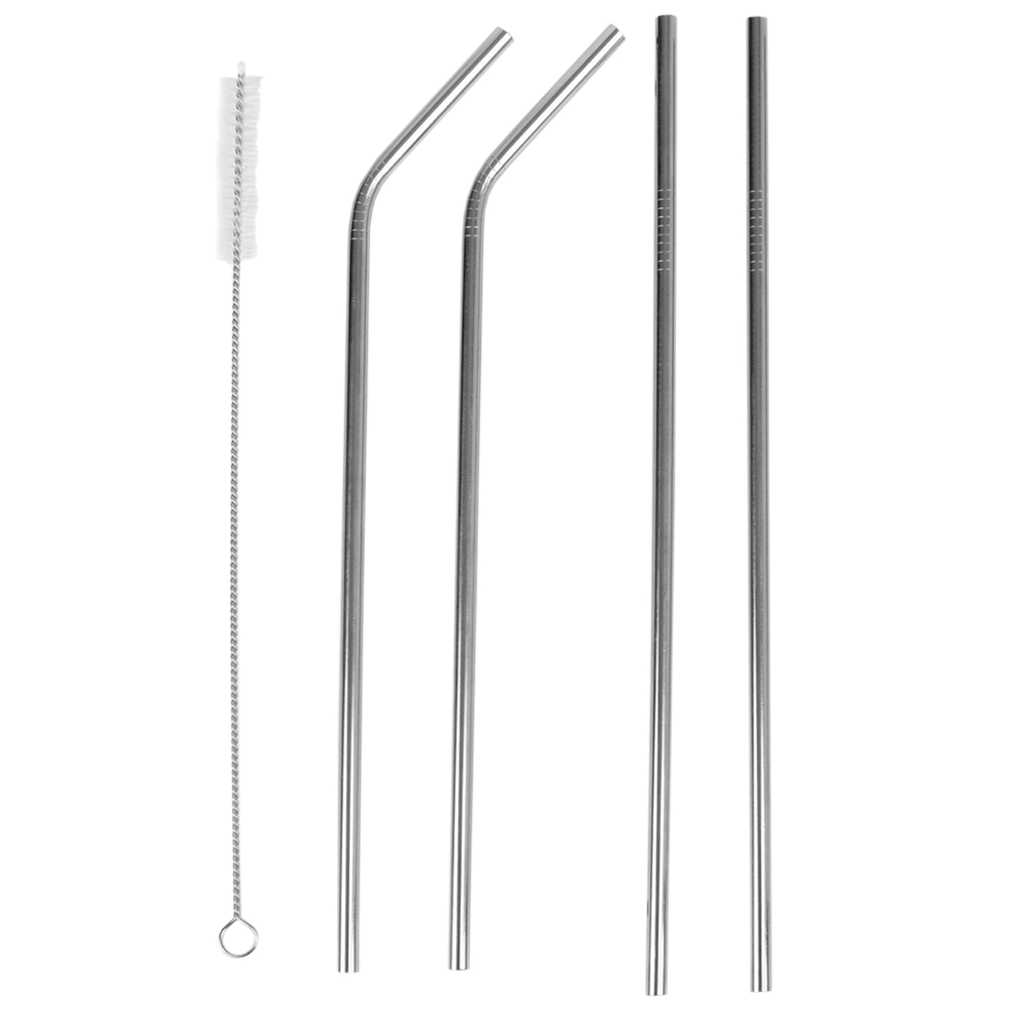 Home Basics 5 Piece Reusable Stainless Steel Drinking Straw Set, Silver $2 EACH, CASE PACK OF 24