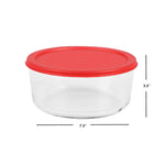 Load image into Gallery viewer, Home Basics Round 55 oz. Glass Food Storage Container with Red Lid, Clear $6.00 EACH, CASE PACK OF 12
