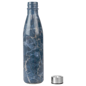 Home Basics Marble Like 32 Oz. Glass Travel Water Bottle with Easy Twist on Leak Proof Steel Cap - Assorted Colors