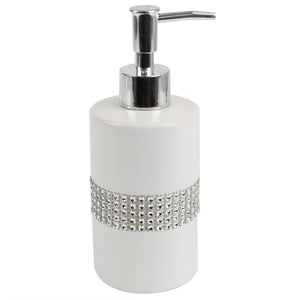 Home Basics 4 Piece Ceramic Luxury Bath Accessory Set with Stunning Sequin Accents, White $10.00 EACH, CASE PACK OF 12