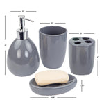 Load image into Gallery viewer, Home Basics 4 Piece Bath Accessory Set, Grey $10.00 EACH, CASE PACK OF 12
